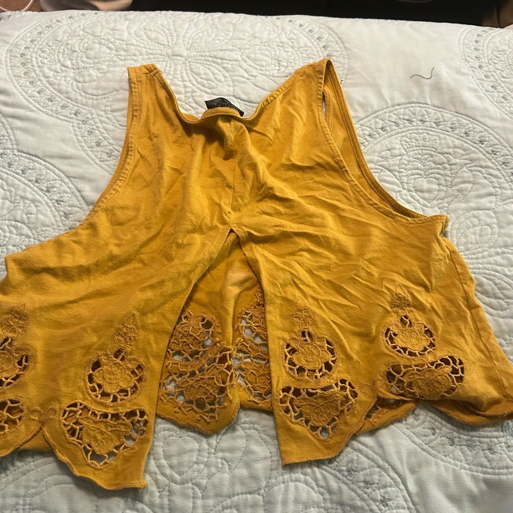 Yellow Lace Detail Women's Top